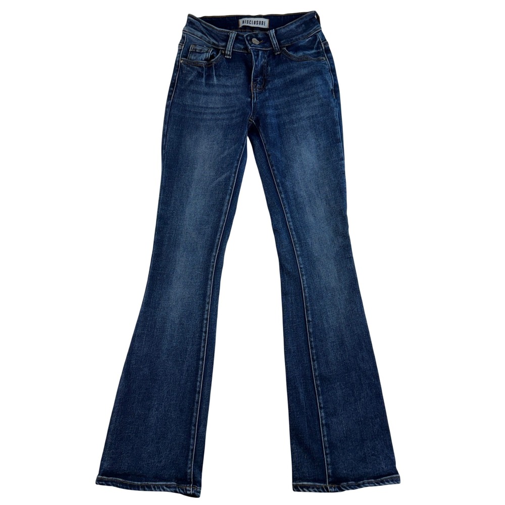 Disclosure 0/24 Jeans Flare Bootcut Dark Wash Stretch Denim Pant Blue Flattering